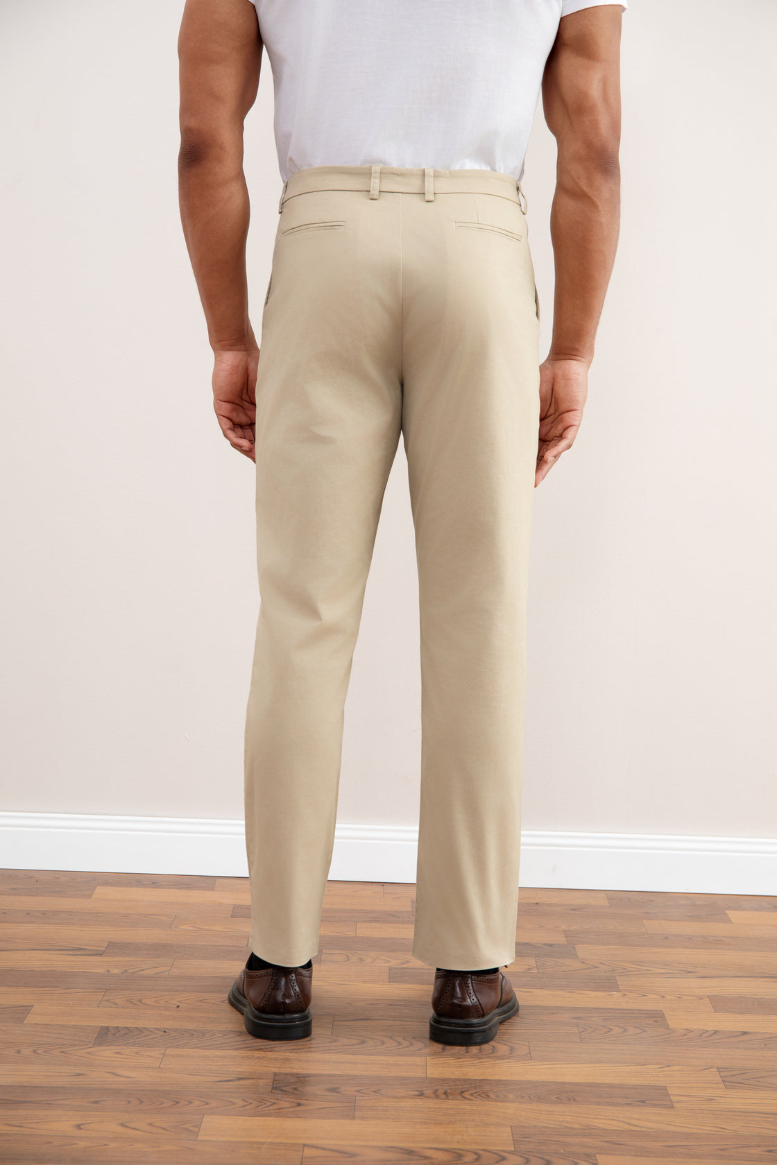 Beige Straight-Fit Chino