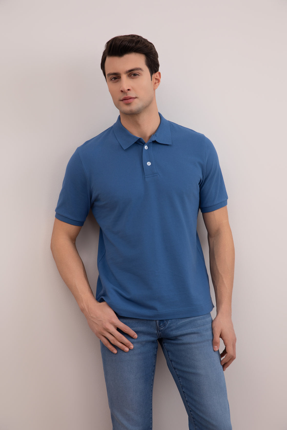 Blue Cotton-Piqué Polo Shirt