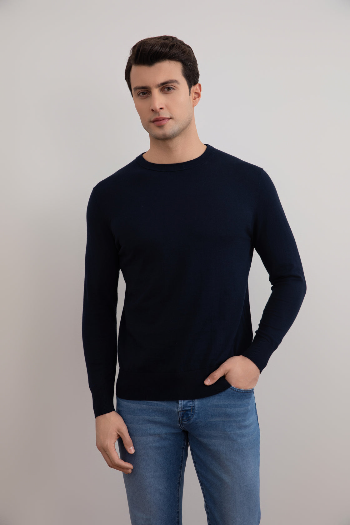 Navy Lightweight Crewneck Sweater