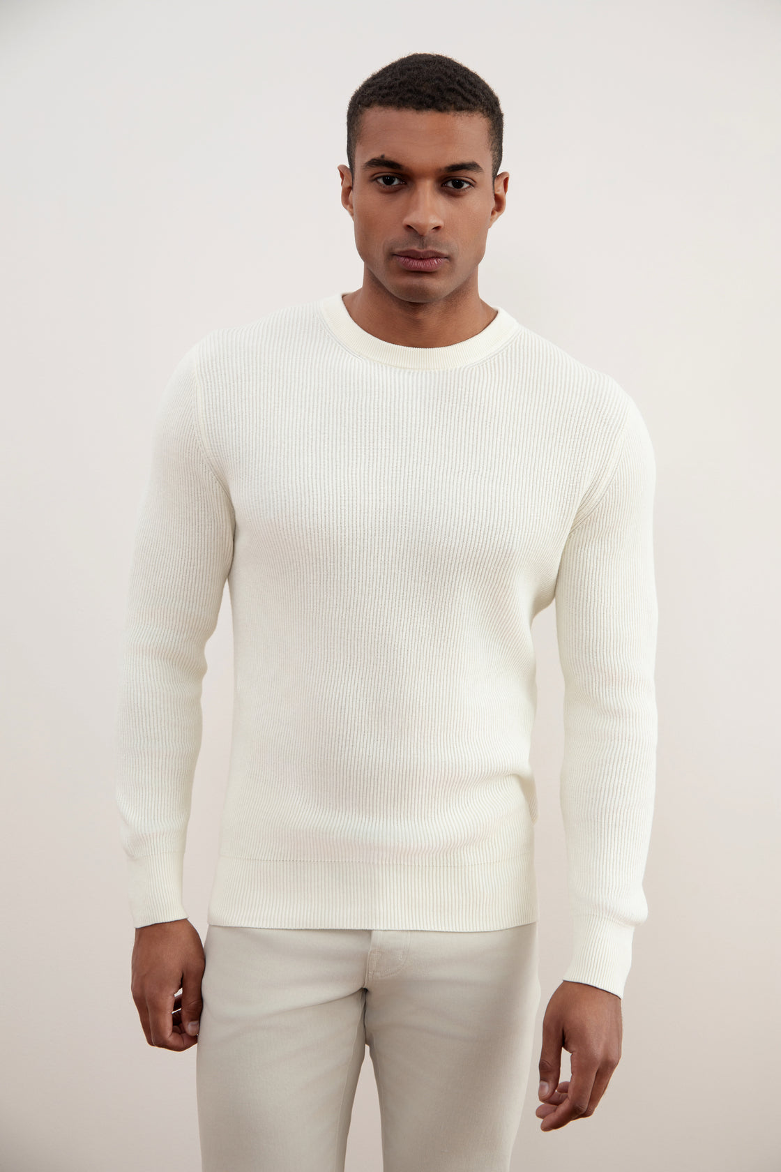 Off-White Crewneck Malfilé English Rib Sweater