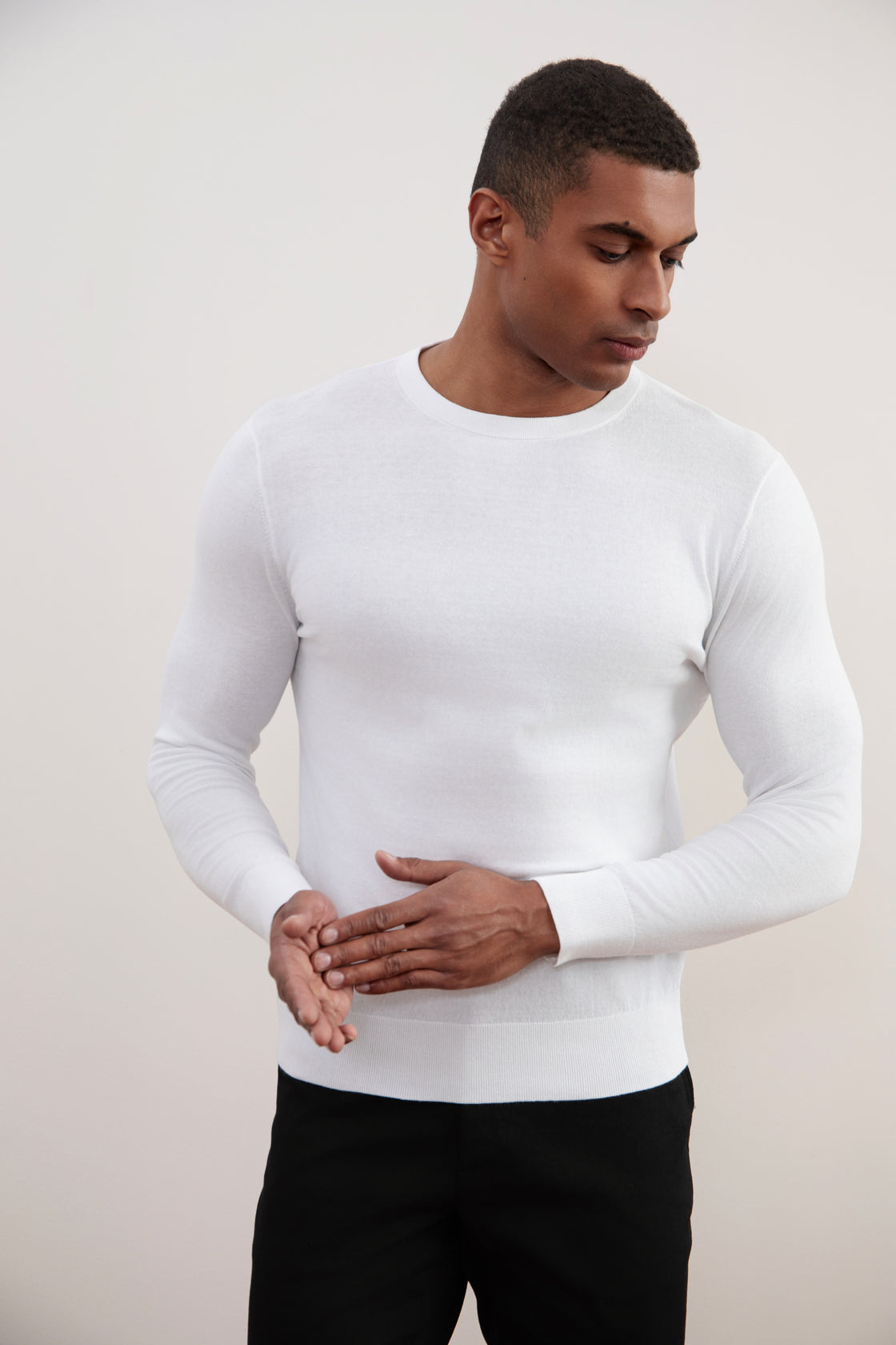 White Lightweight Crewneck Sweater