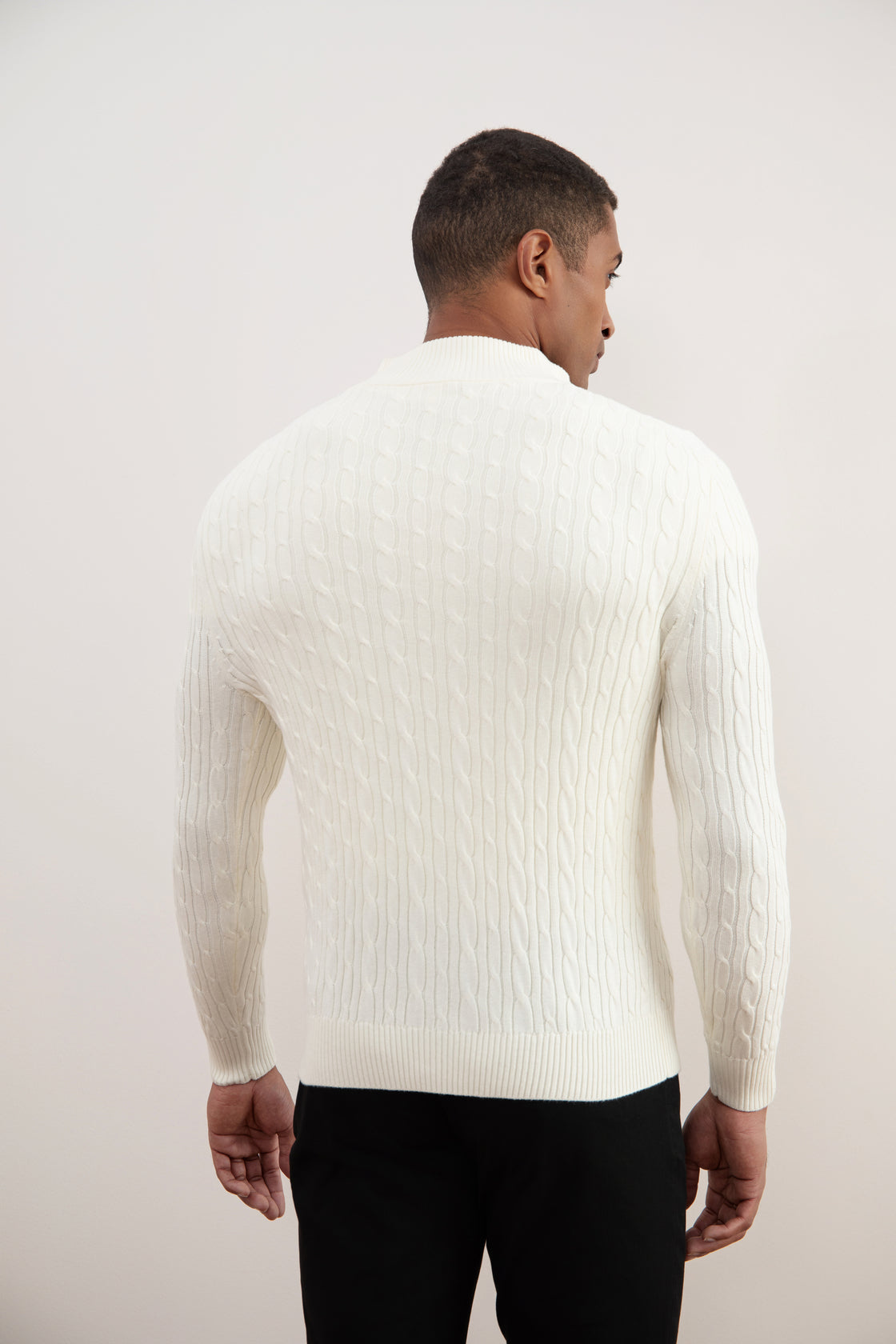 Off-White Cable Knit half-zip Sweater