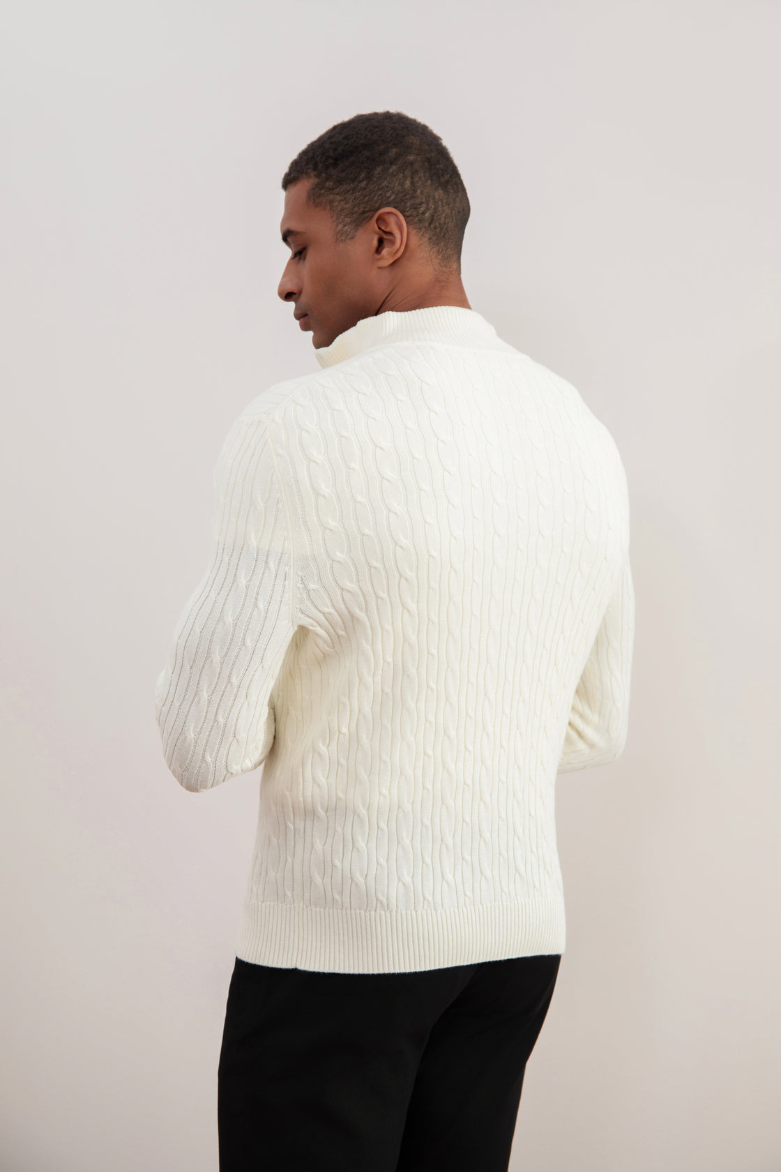 Off-White Cable Knit half-zip Sweater