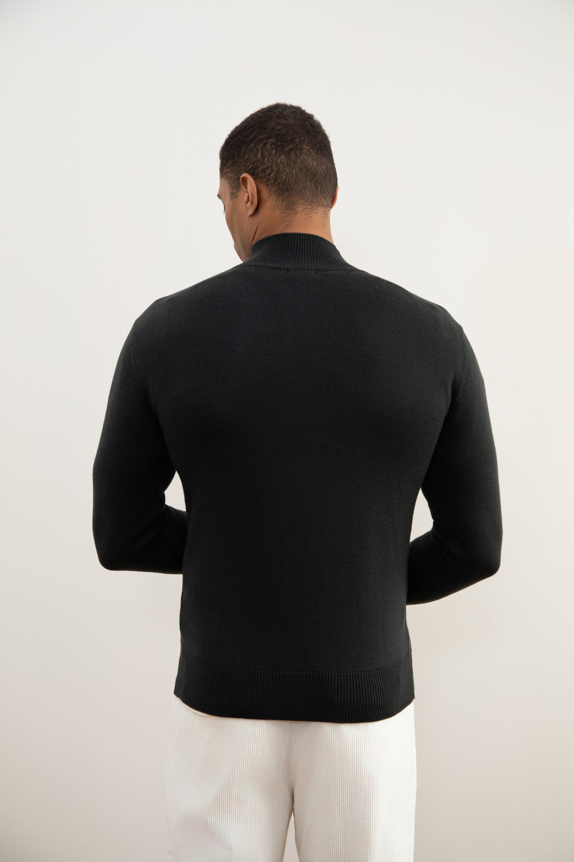 Dark Grey Merino Wool Half-Zip Sweater