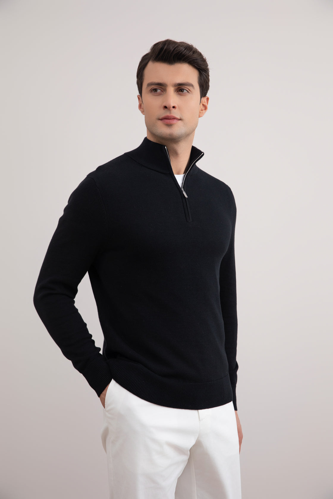 Black Half-Zip Sweater