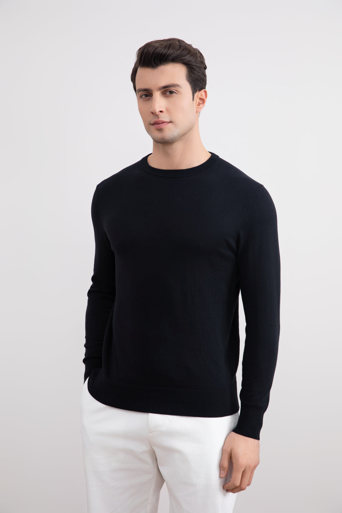Black Lightweight Crewneck Sweater