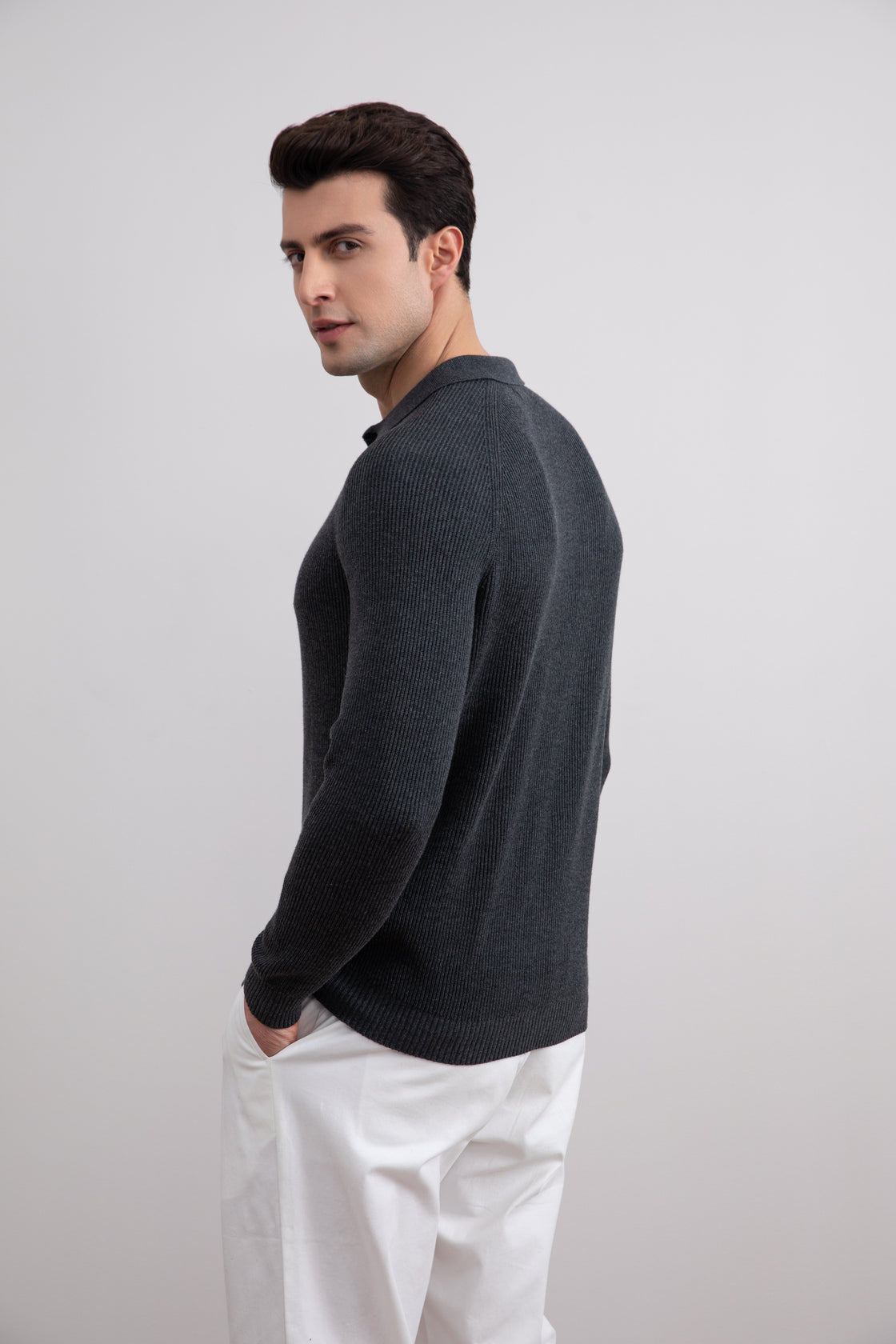 Charcoal English Rib Polo Shirt