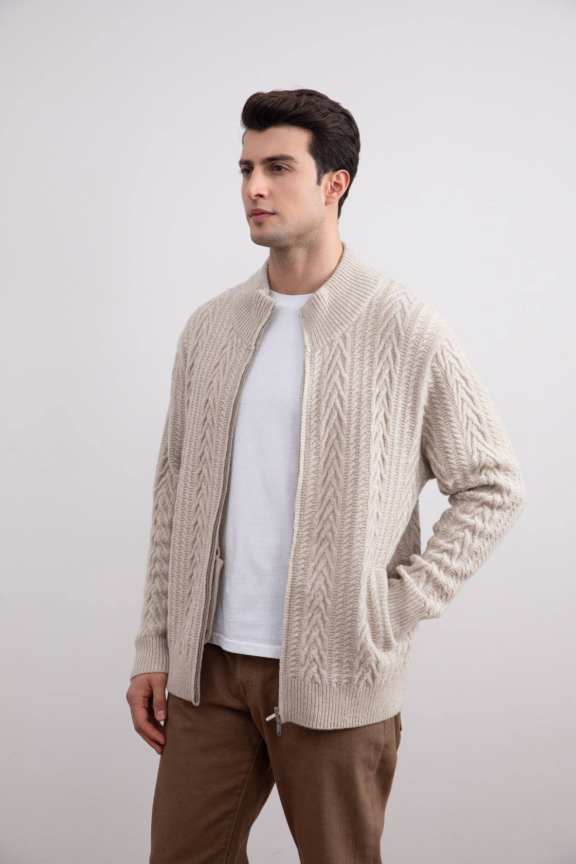 Soft Virgin Wool Cable knit cardigan
