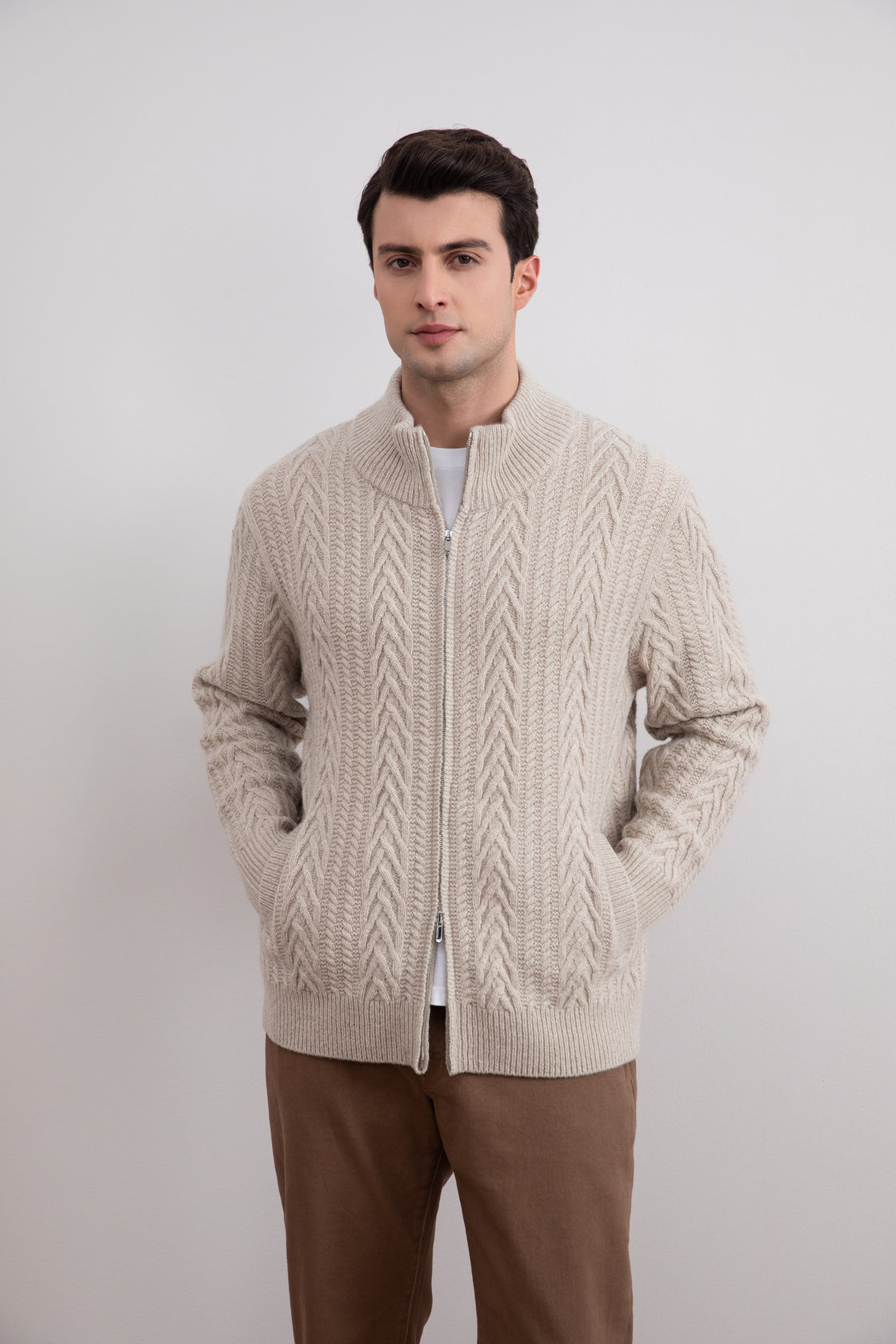 Soft Virgin Wool Cable knit cardigan