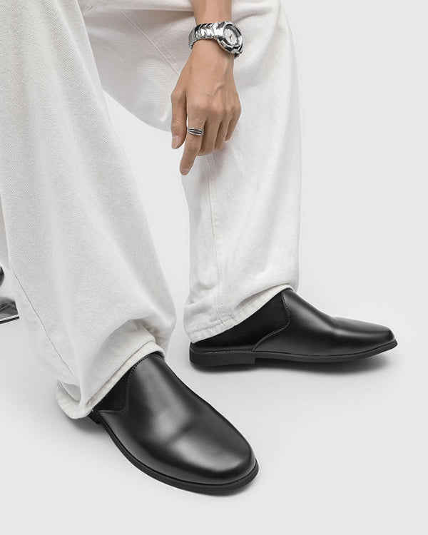 Leather Slip Slide Mules Loafers