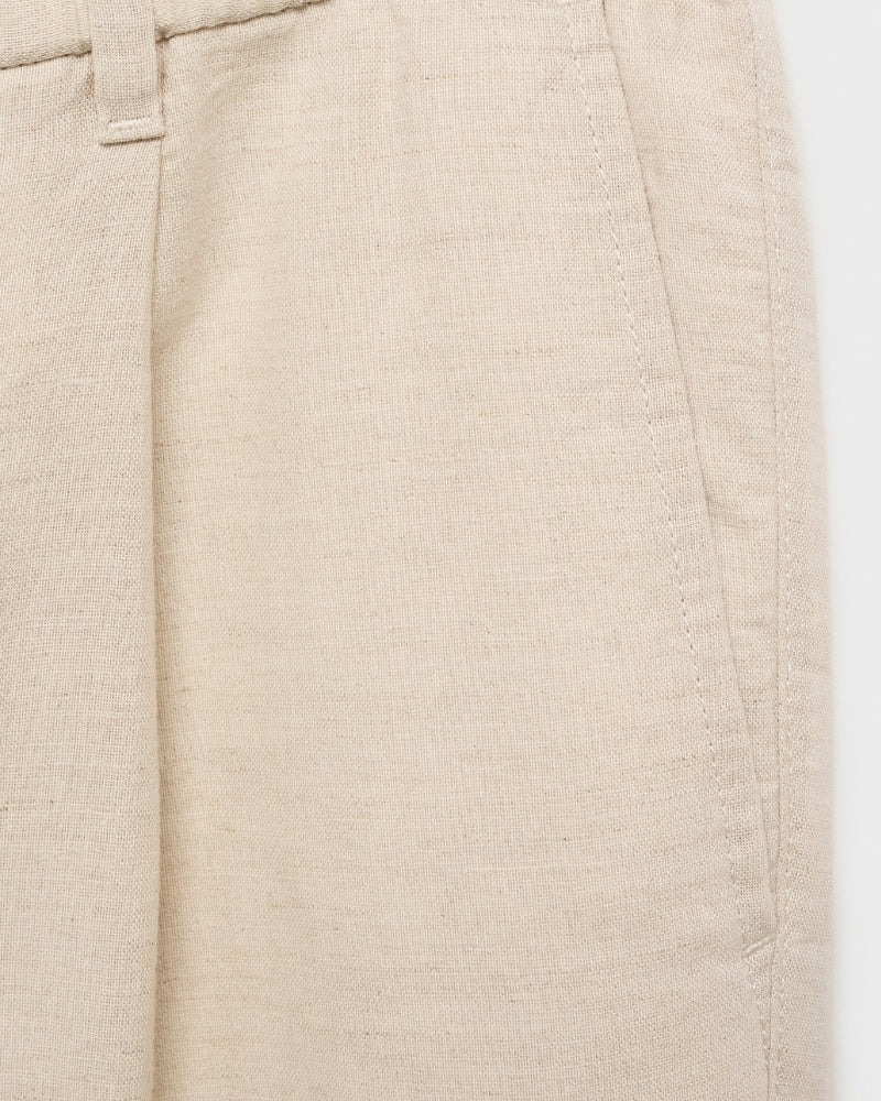 Cotton and linen blend trousers with drawstrings - beige