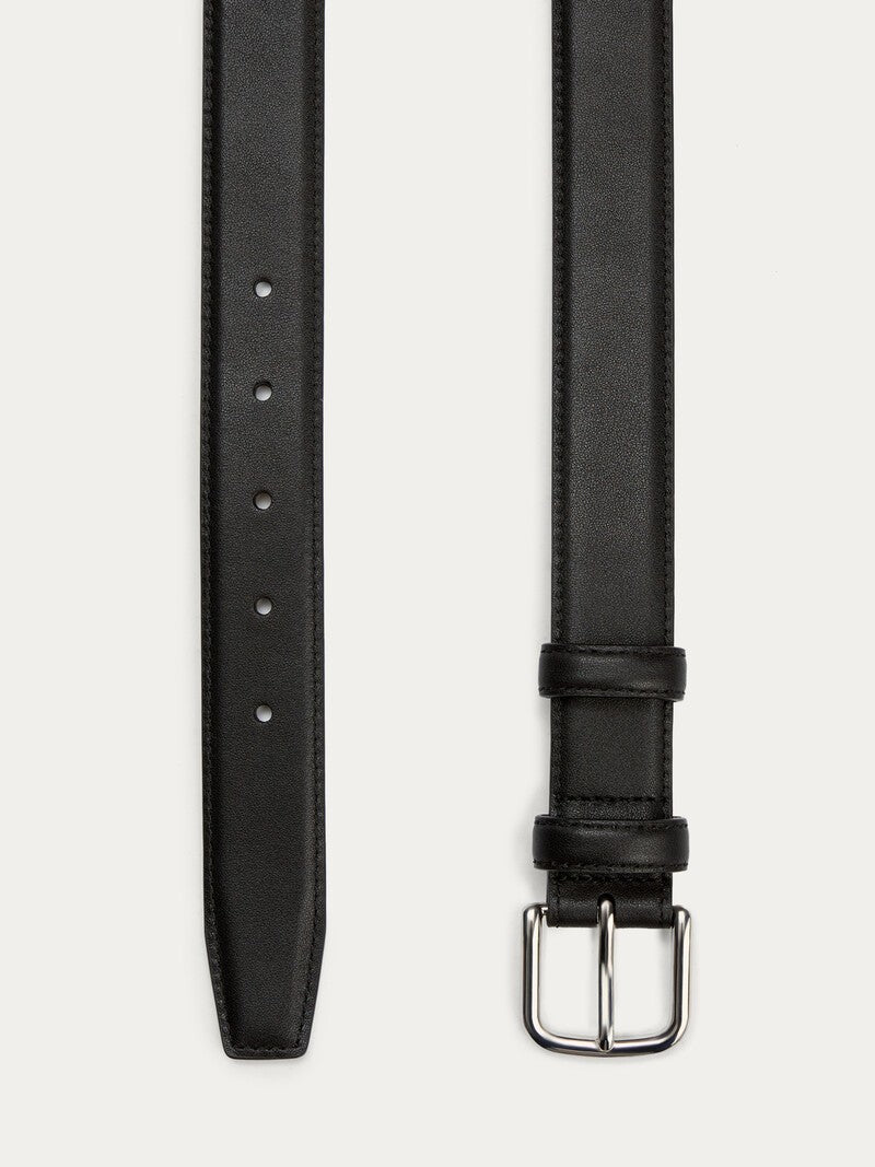 Silver trouser belt - black