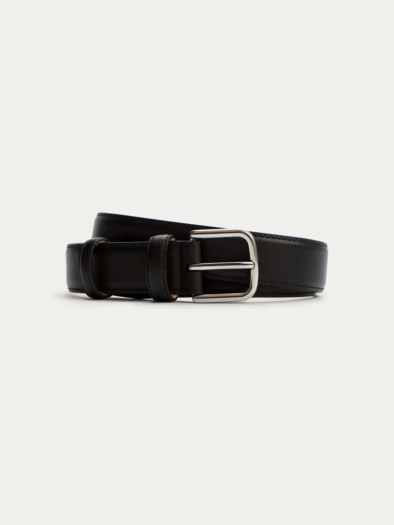 Silver trouser belt - black