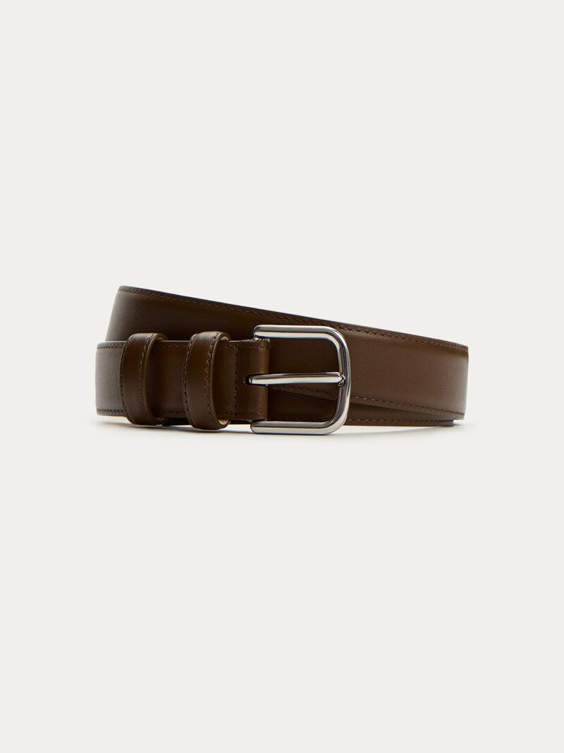 Silver trouser belt - chocolate