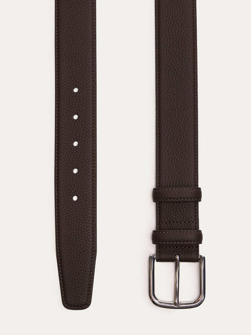 Silver buckle belt - dark brown