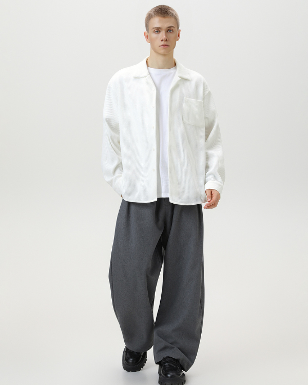 Textured Button-Up Overshirt