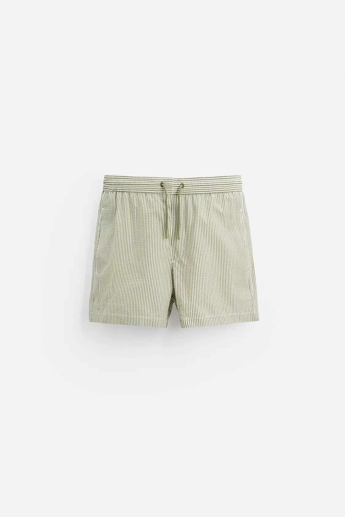 SEERSUCKER MID-LENGTH SWIMMING TRUNKS - Green