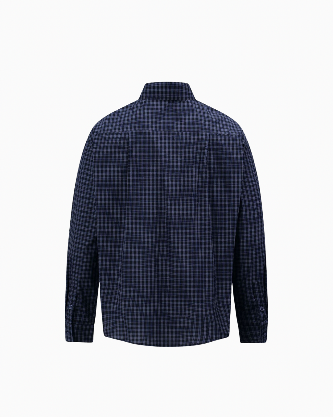 Navy Check Button‑Down Shirt