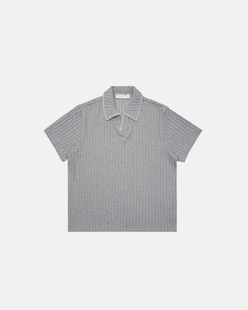 Ribbed Knit Polo Shirt