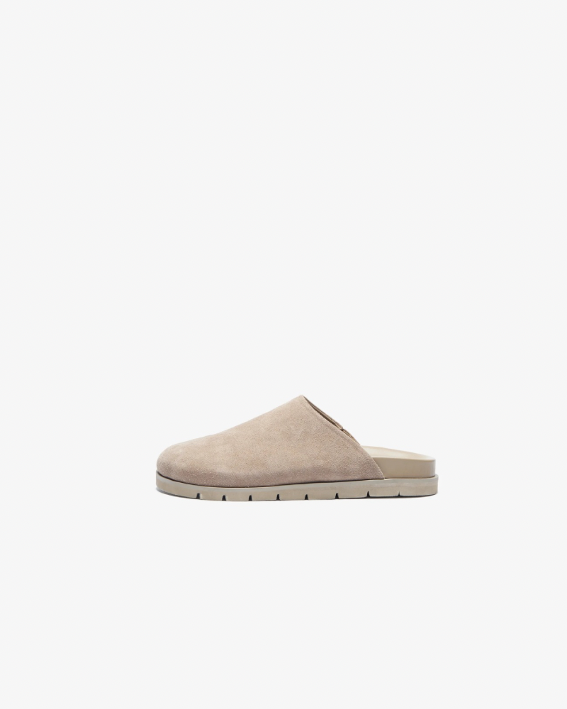 Suede slip on sandals