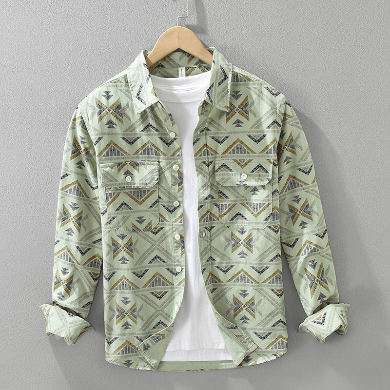 AZARIO — Patterned Cotton Shirt