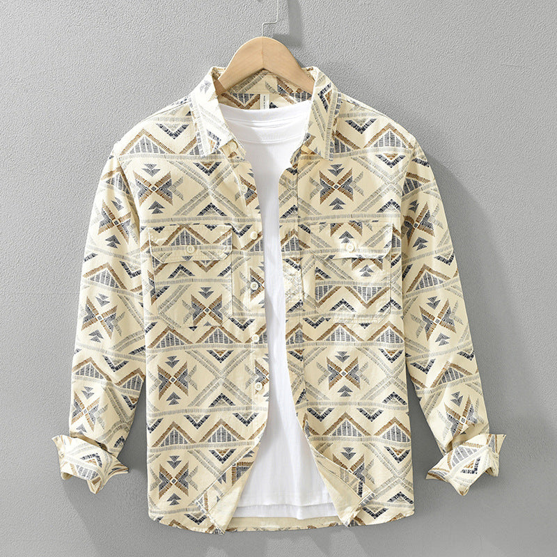 AZARIO — Patterned Cotton Shirt