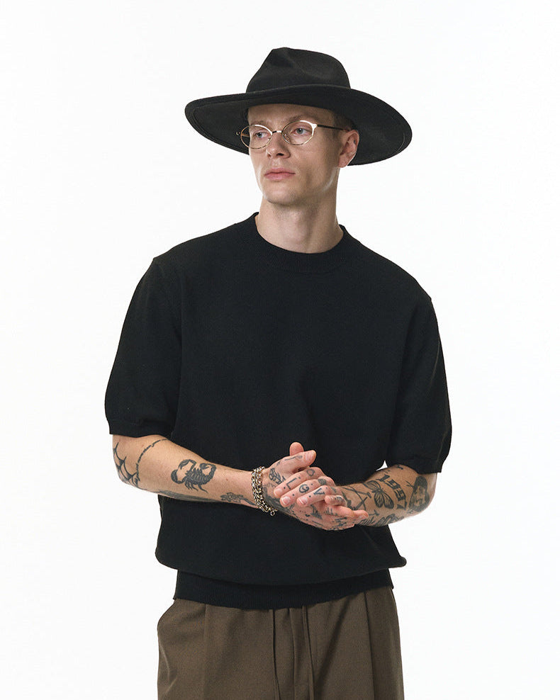 Soft Cozy Short Sleeve Knit T-Shirt