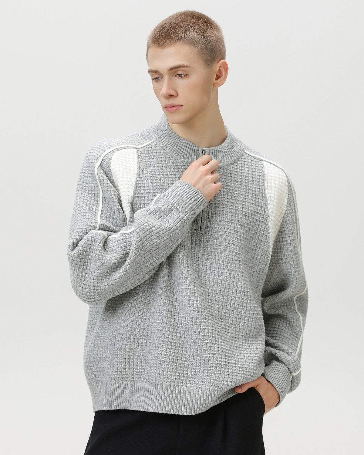 Waffle Half-Zip Sweater
