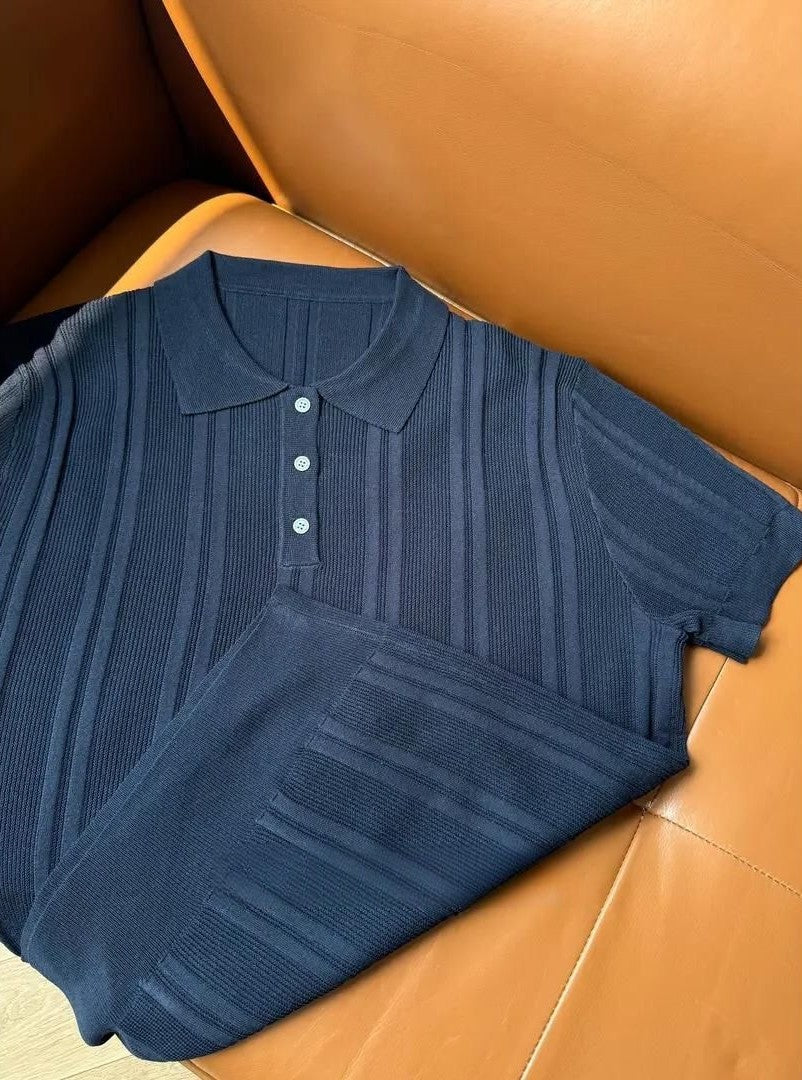 Ribbed Cotton Polo Shirt