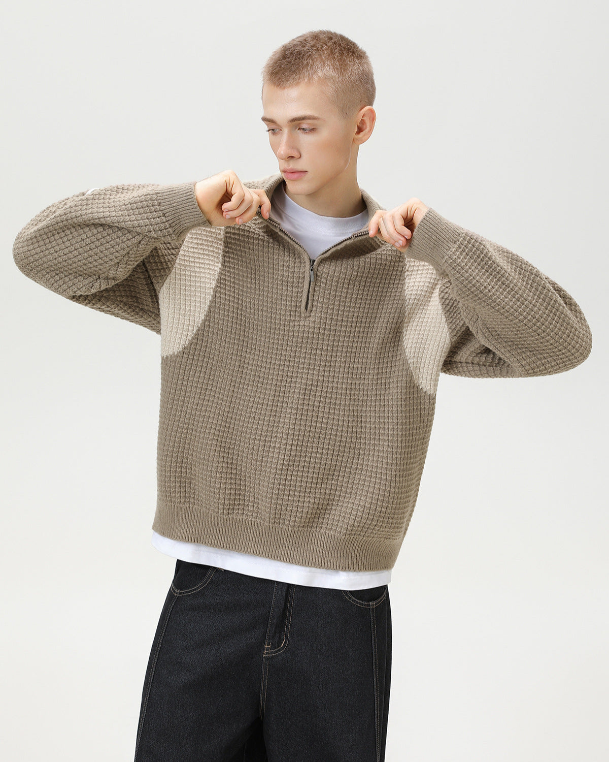 Waffle Half-Zip Sweater