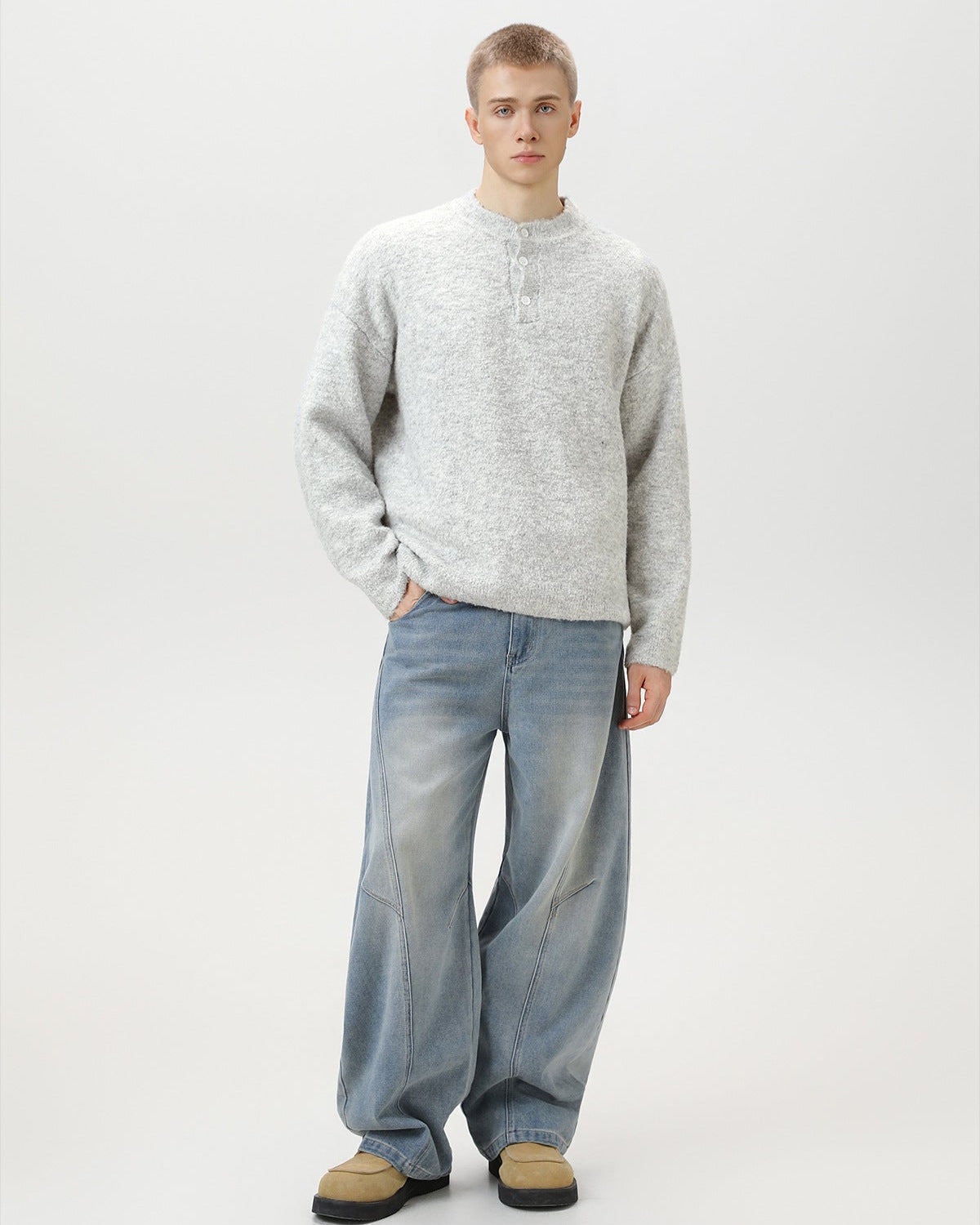 Heritage Wool Blend Oversized Polo Sweater