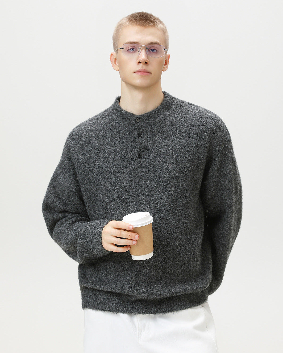 Heritage Wool Blend Oversized Polo Sweater