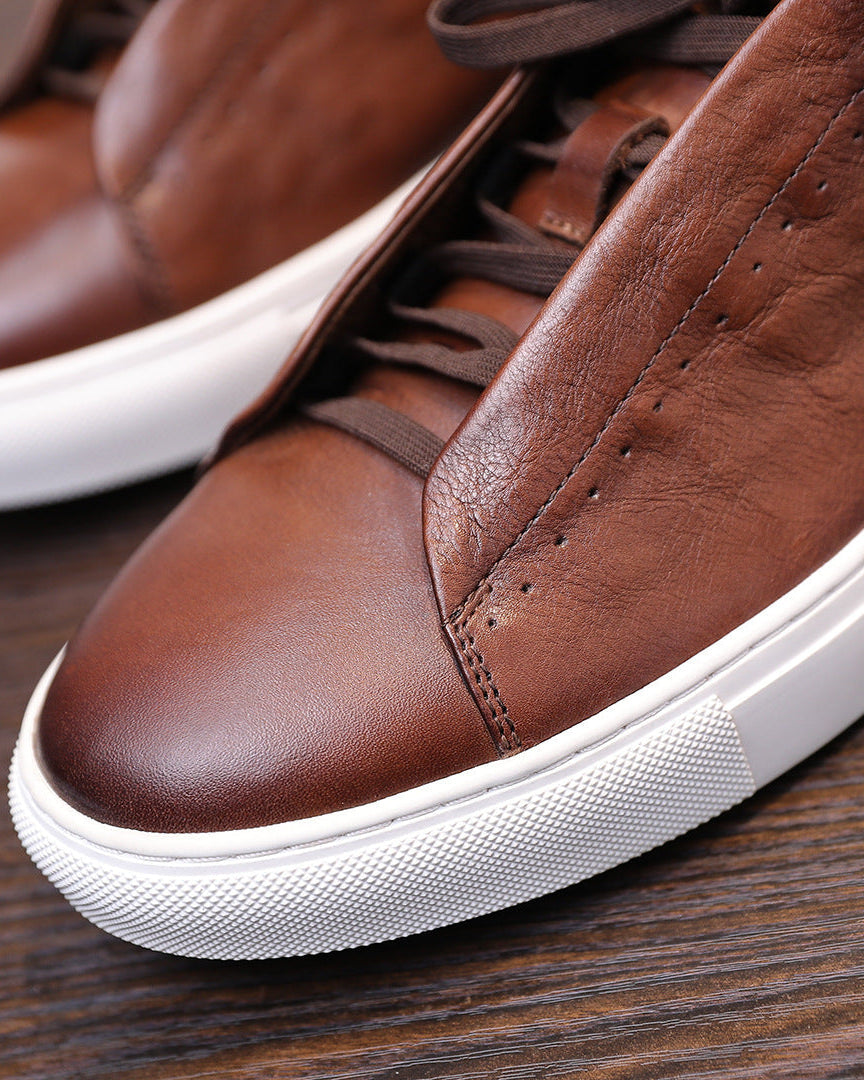 The Softey® Leather Low Sneakers - Brown