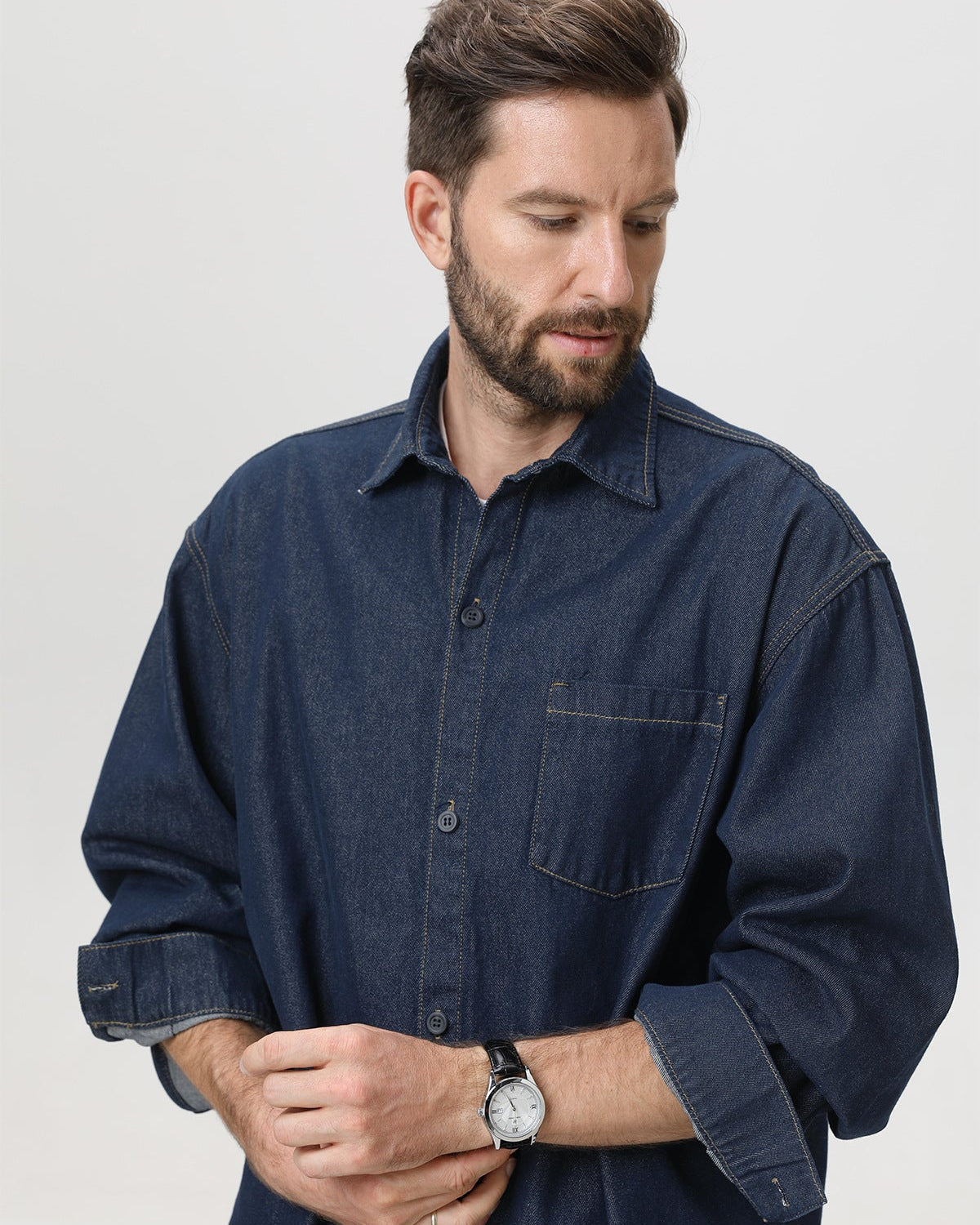 American Vintage Denim Long-Sleeve Overshirt