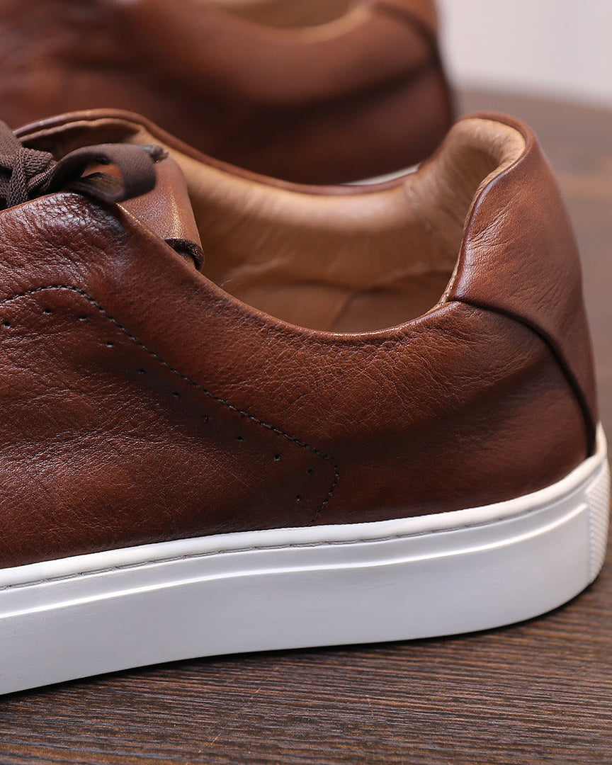 The Softey® Leather Low Sneakers - Brown