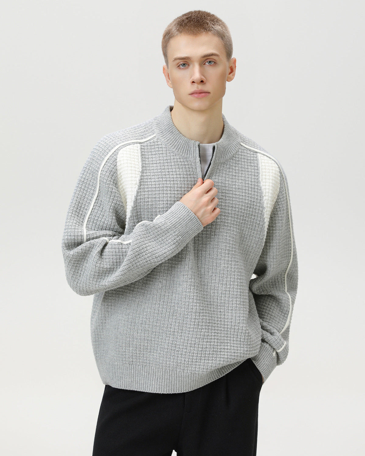 Waffle Half-Zip Sweater