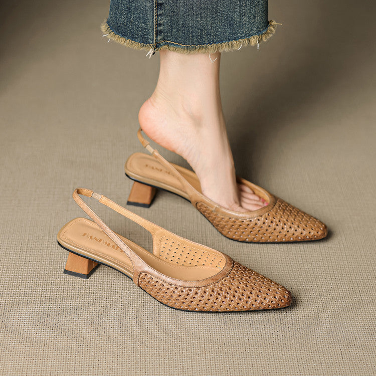 CALLIA — Woven Leather Slingbacks
