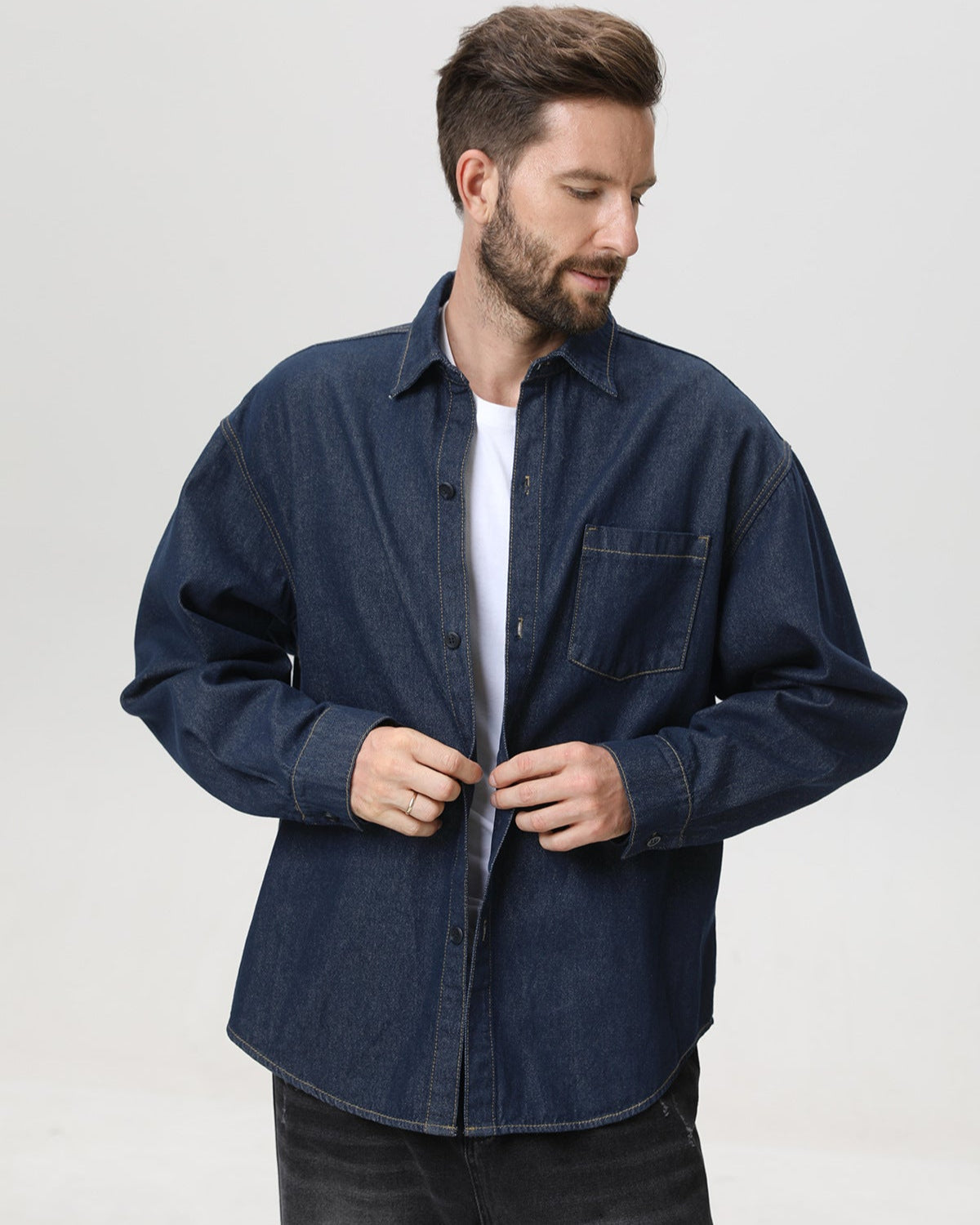 American Vintage Denim Long-Sleeve Overshirt