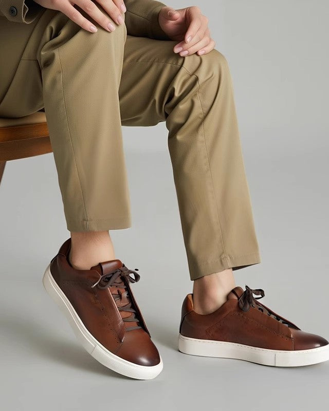 The Softey® Leather Low Sneakers - Brown