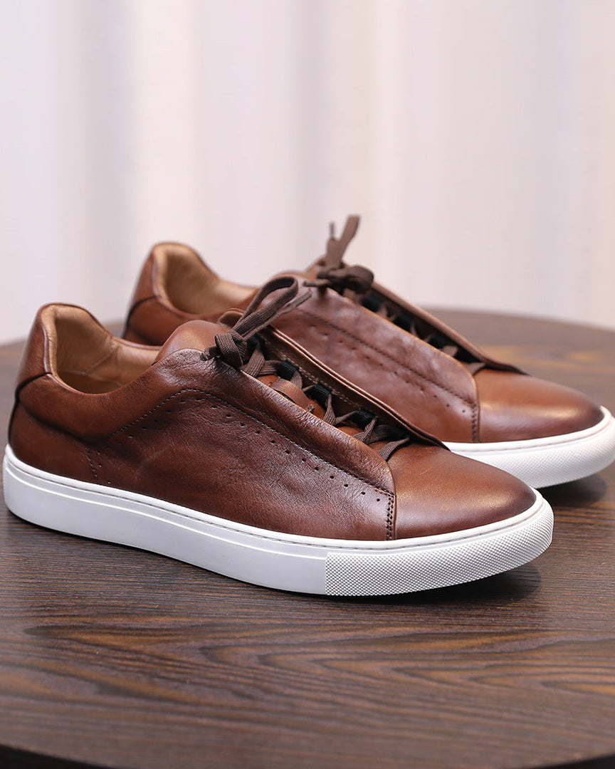 The Softey® Leather Low Sneakers - Brown