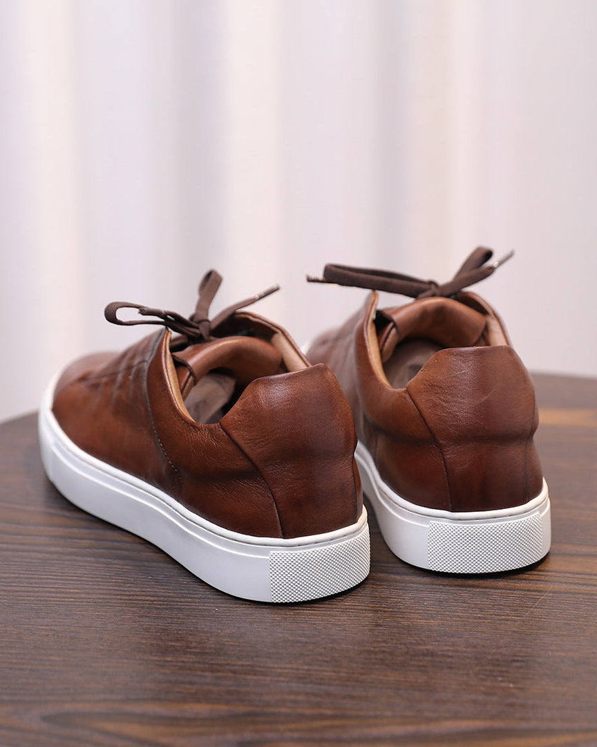 The Softey® Leather Low Sneakers - Brown