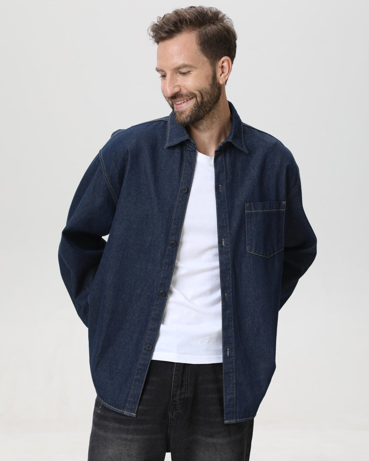 American Vintage Denim Long-Sleeve Overshirt